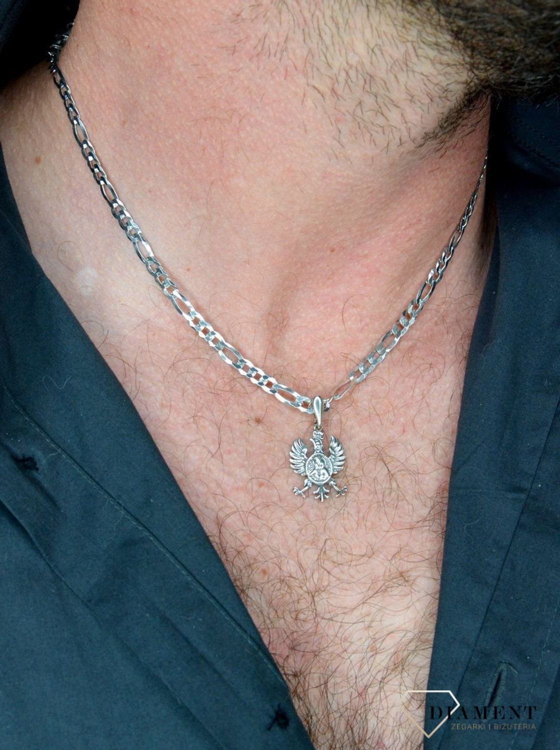 Łańcuszek srebrny rodowany 925 figaro DIA-LAN-565165R-120-925  (1).jpg